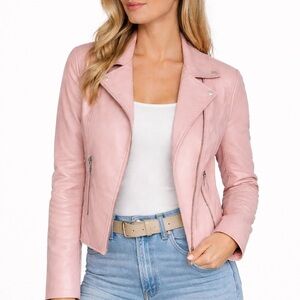Oscar leopold genuine lambskin leather pastel  pink jacket M